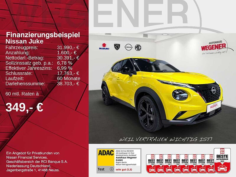 Nissan Juke 1.6 HYBRID 143PS 4AMT TEKNA 360° Rundumsicht  Sitzheizung-vorne 19' LM-Felgen