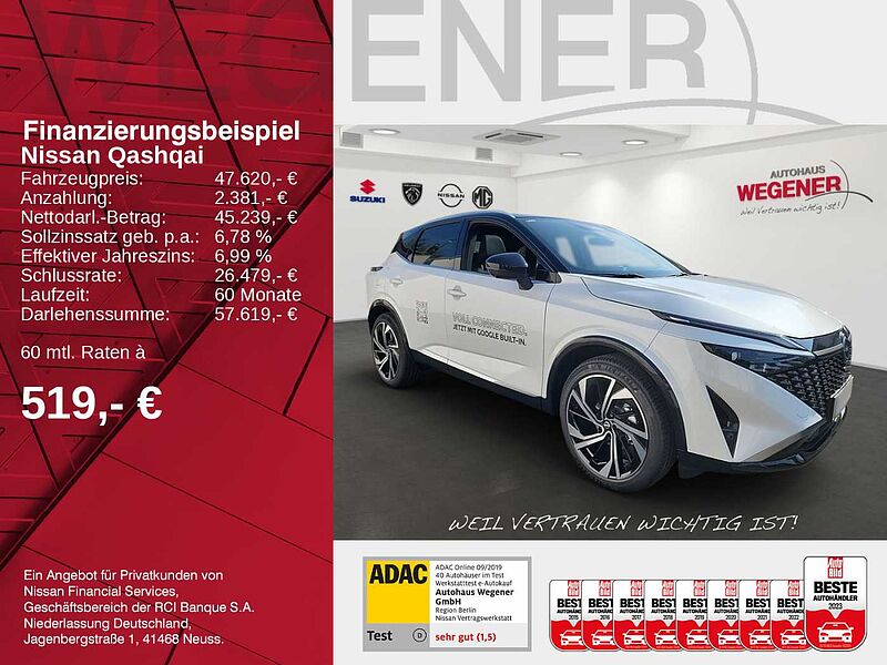 Nissan Qashqai 1.3 DIG-T MHEV TEKNA+ 20'LM-Felgen Pano Ledersitze inkl. Memory und Massagefunkt